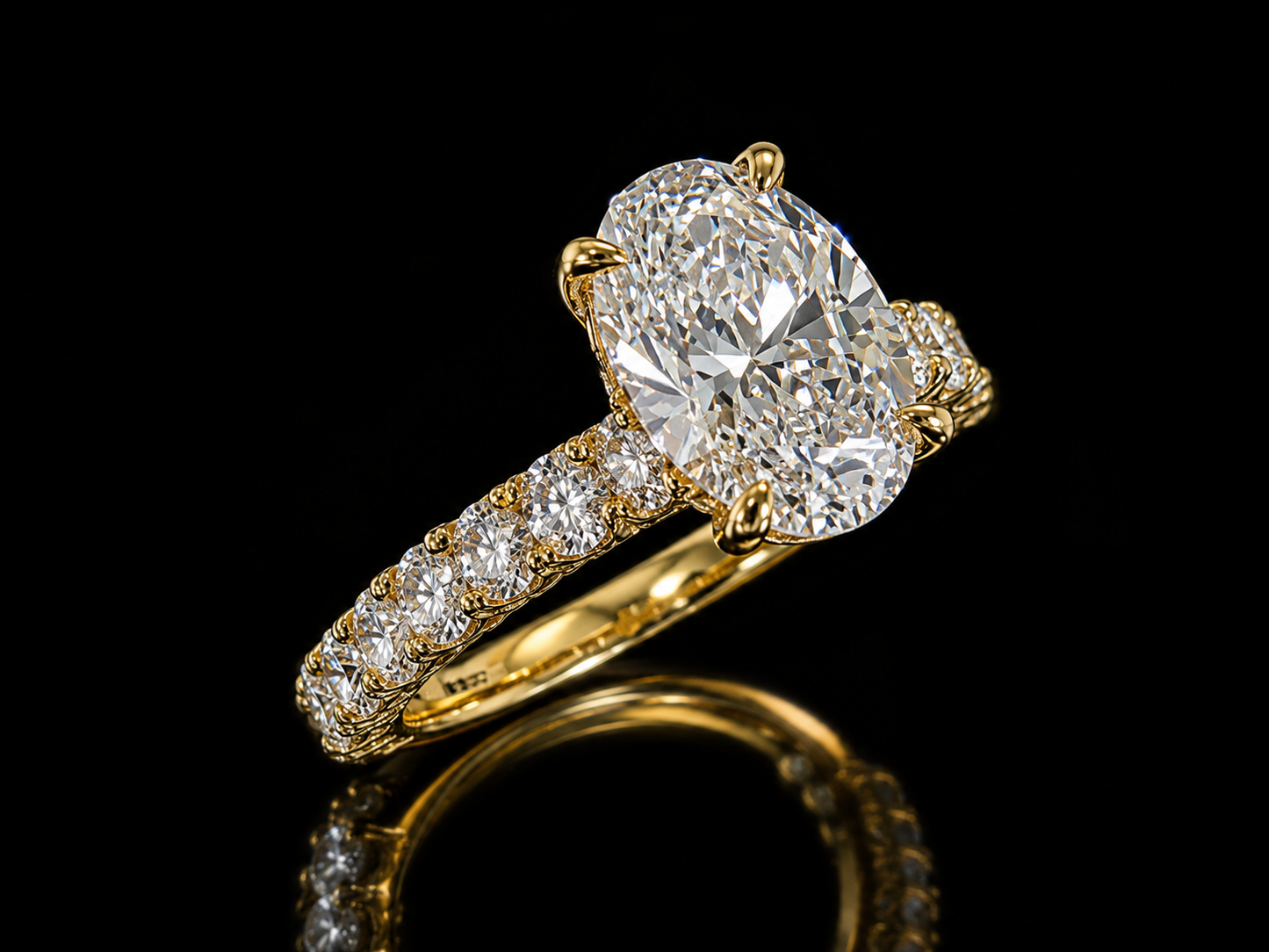 2.53 CT Oval Diamond Engagement Ring in Gold – IGI Certified E VVS2 with Oval Diamond Band