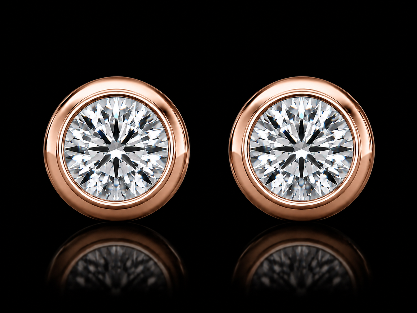14K Yellow Gold Martini Bezel-Set Lab Grown Diamond Stud Earrings | VS1 E | Flush-Fit Design