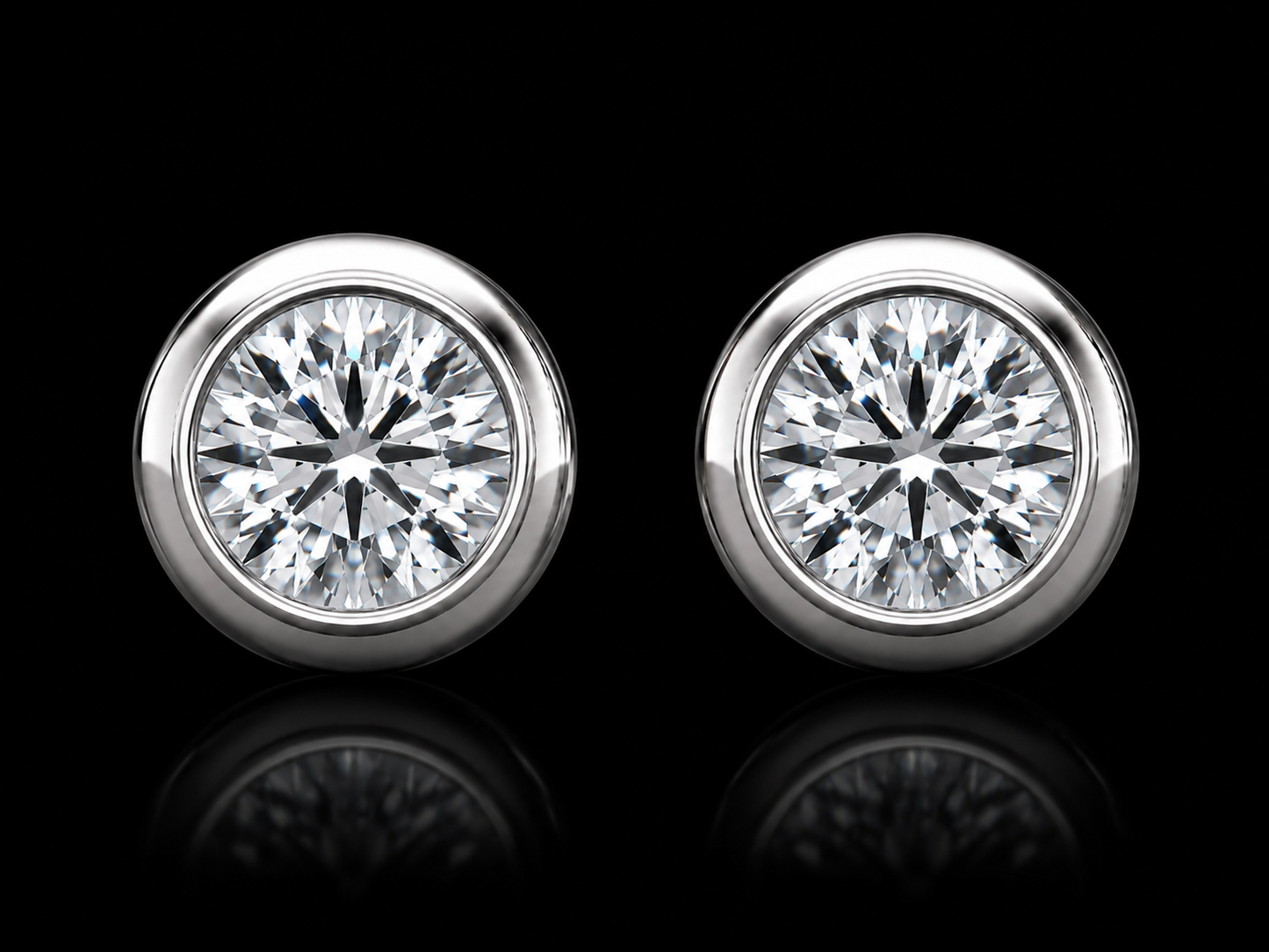 14K Yellow Gold Martini Bezel-Set Lab Grown Diamond Stud Earrings | VS1 E | Flush-Fit Design