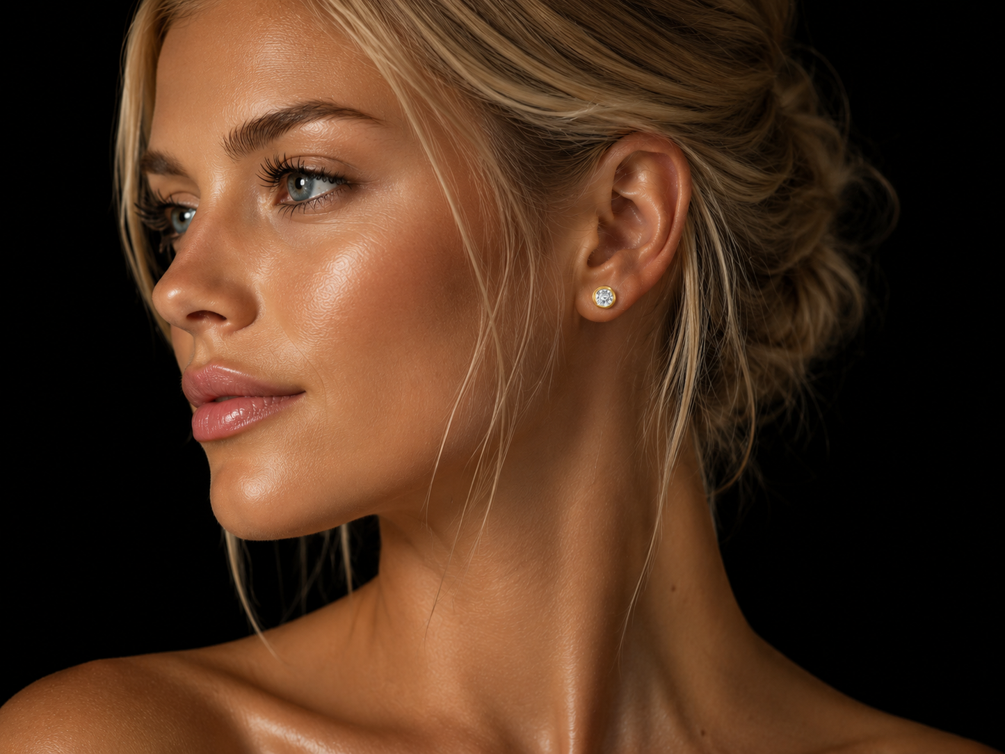 14K Yellow Gold Martini Bezel-Set Lab Grown Diamond Stud Earrings | VS1 E | Flush-Fit Design