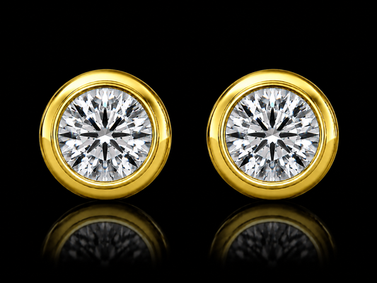 PENDIENTES VVS F+ CON DIAMANTES REDONDOS EN ORO AMARILLO DE 14 K