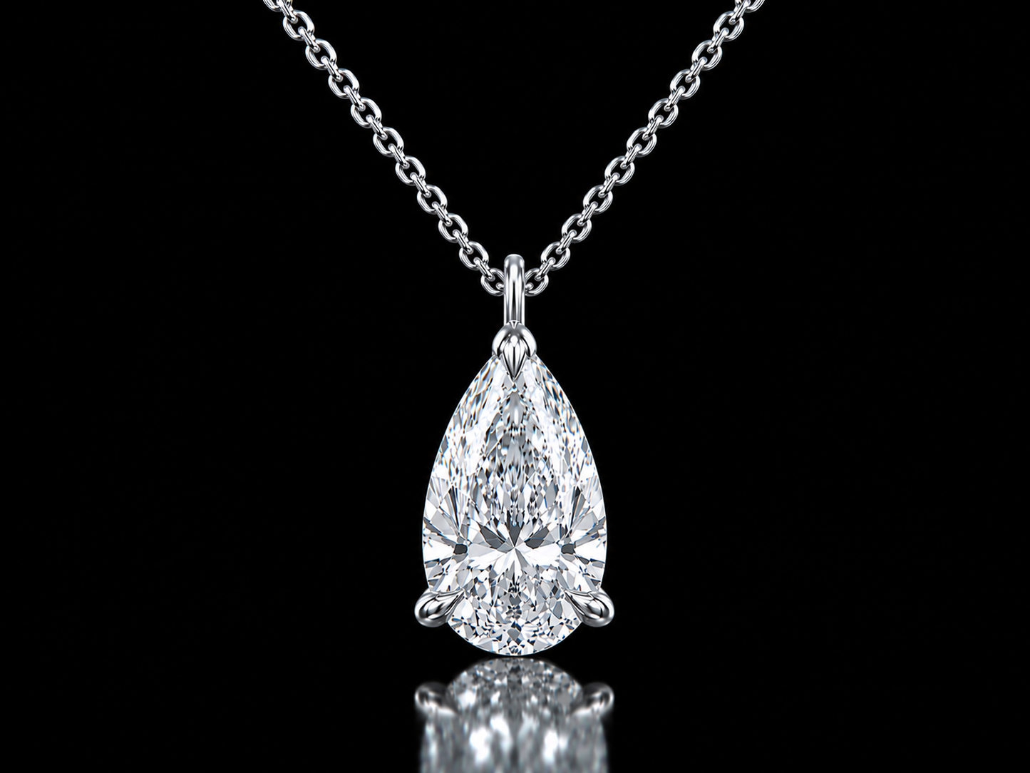 IGI Certified Pear Lab-Grown Diamond Solitaire Necklace eagle claw setting – E VVS2 | 14K Gold