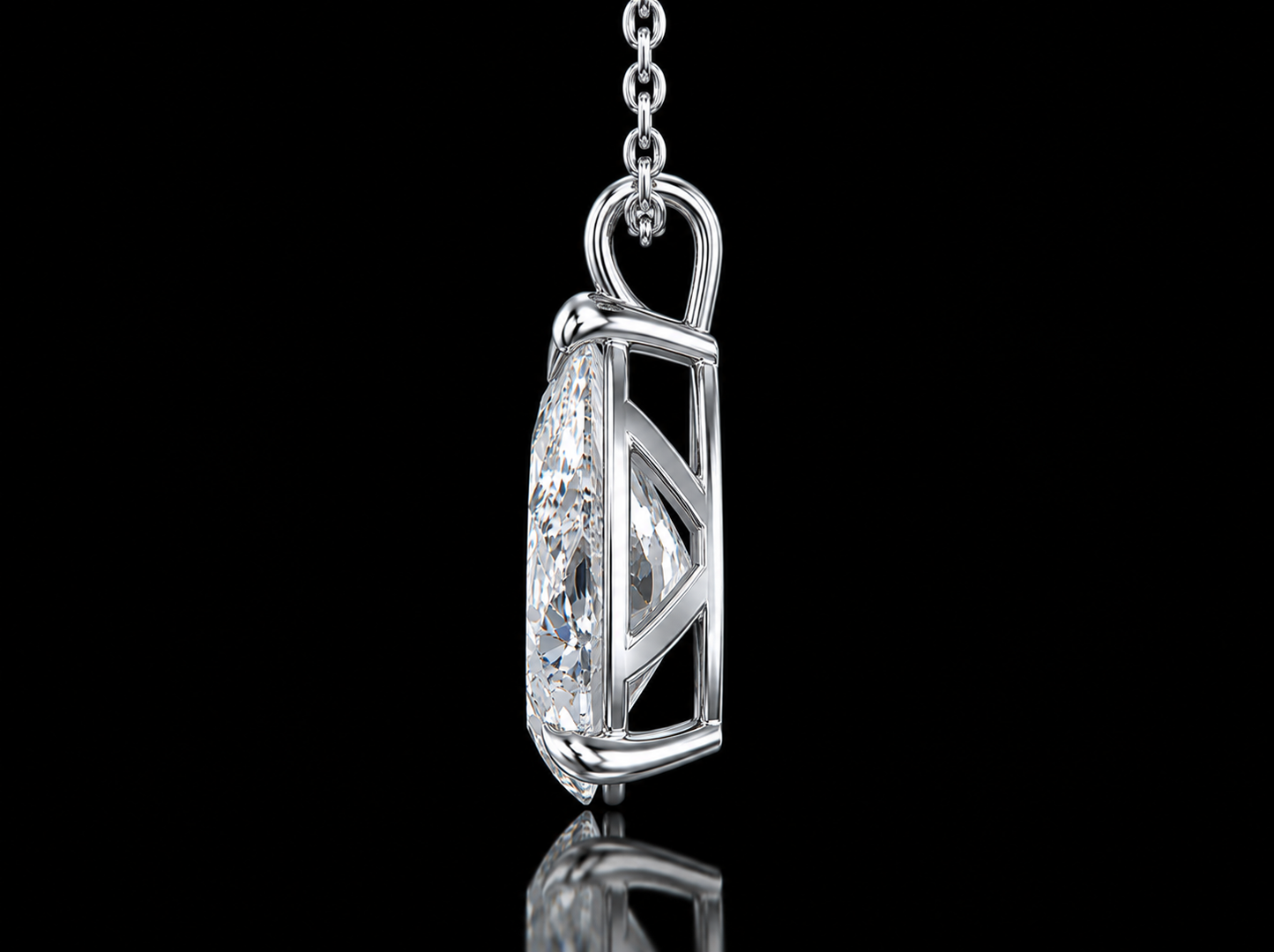 IGI Certified Pear Lab-Grown Diamond Solitaire Necklace eagle claw setting – E VVS2 | 14K Gold