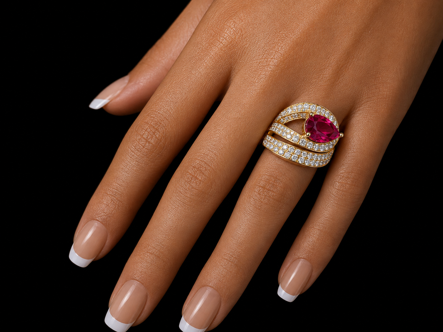 The Teller Ring – 14K Yellow Gold Ruby & Diamond Serpentine Ring