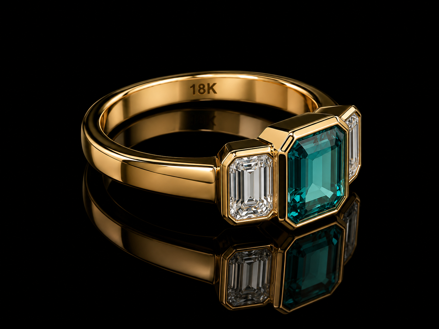 Classic Trilogy Lab Emerald & Diamond Ring | 1.50 CT Lab Emerald | 1.00 CTW Lab-Grown Diamonds | Timeless Gold Design