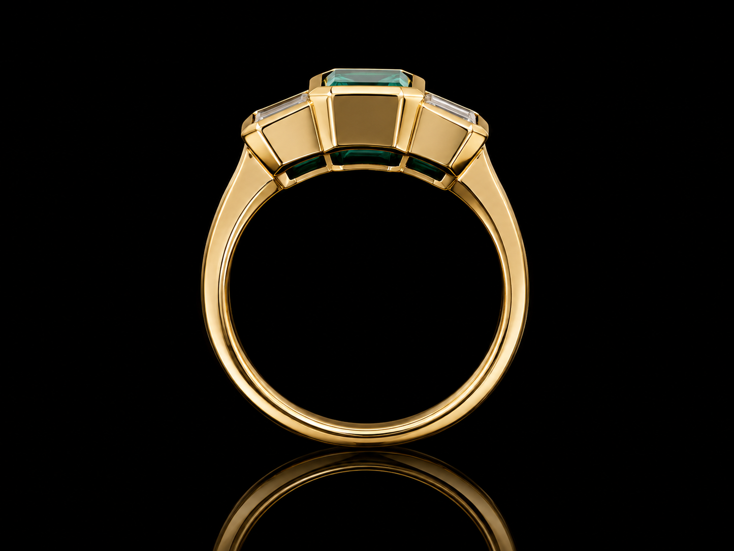 Classic Trilogy Lab Emerald & Diamond Ring | 1.50 CT Lab Emerald | 1.00 CTW Lab-Grown Diamonds | Timeless Gold Design