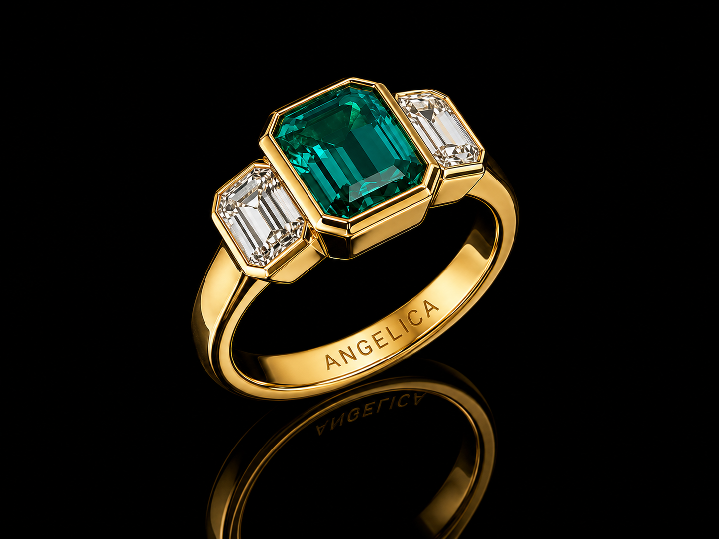 Classic Trilogy Lab Emerald & Diamond Ring | 1.50 CT Lab Emerald | 1.00 CTW Lab-Grown Diamonds | Timeless Gold Design