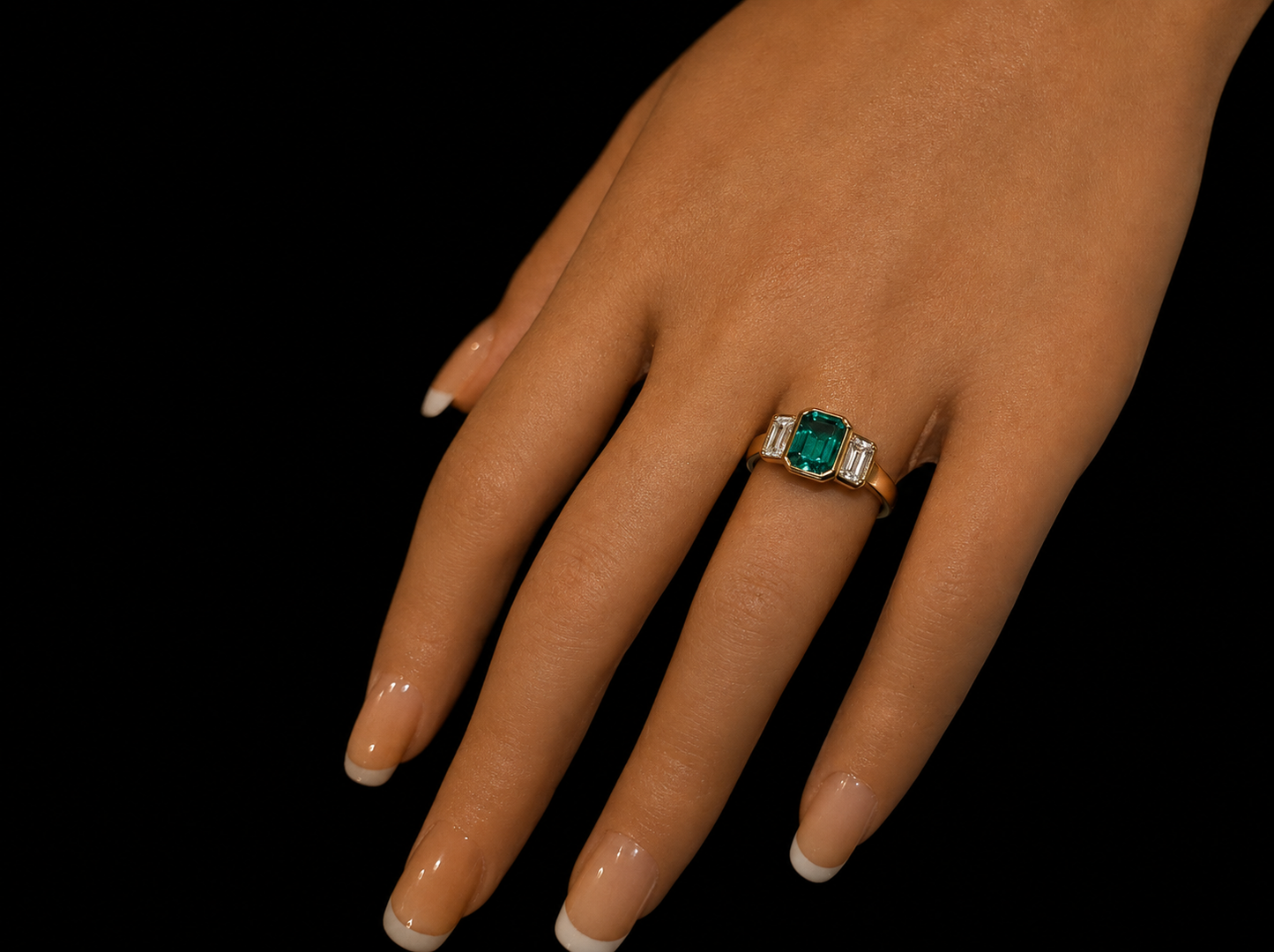 Classic Trilogy Lab Emerald & Diamond Ring | 1.50 CT Lab Emerald | 1.00 CTW Lab-Grown Diamonds | Timeless Gold Design