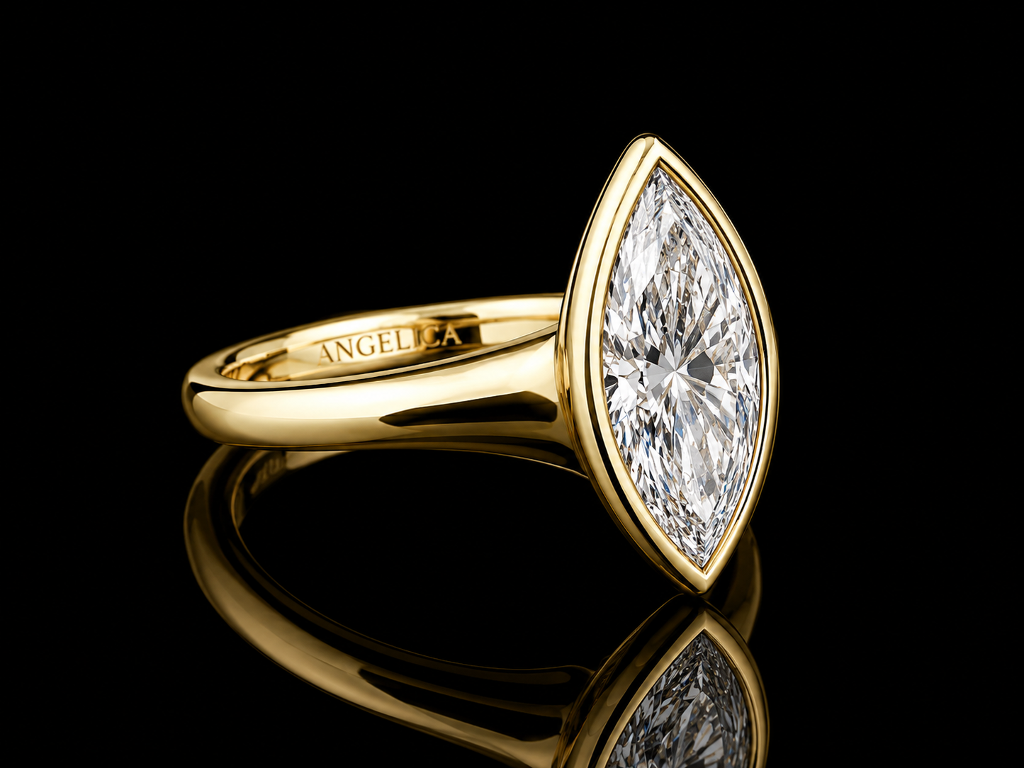 18K Gold Marquise Lab Diamond Engagement Ring – IGI Certified | 16 × 8 mm | Modern Bezel Solitaire