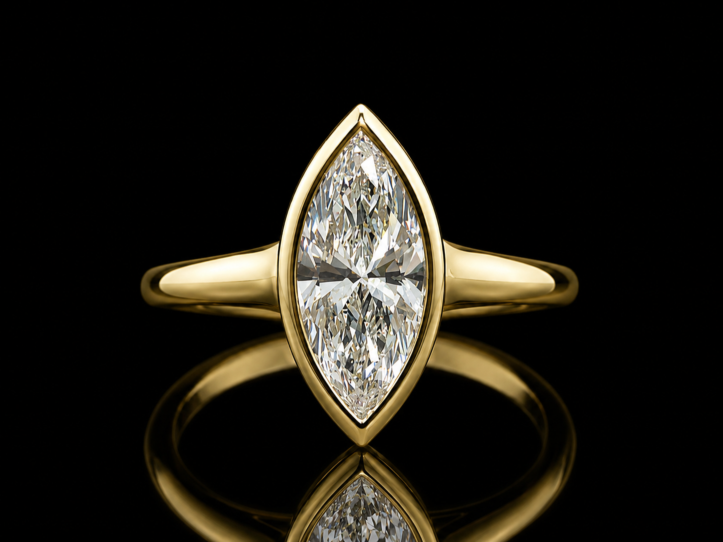 18K Gold Marquise Lab Diamond Engagement Ring – IGI Certified | 16 × 8 mm | Modern Bezel Solitaire