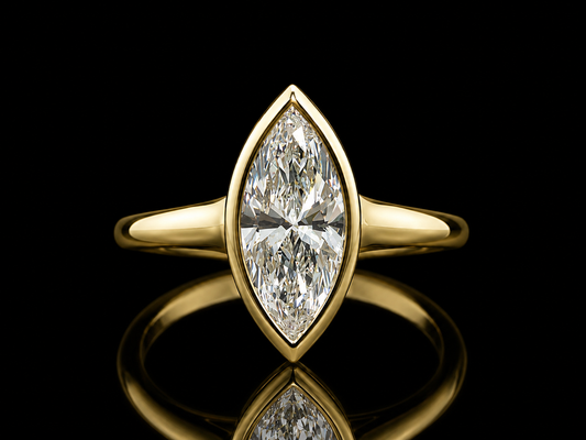 18K Gold Marquise Lab Diamond Engagement Ring – IGI Certified | 16 × 8 mm | Modern Bezel Solitaire
