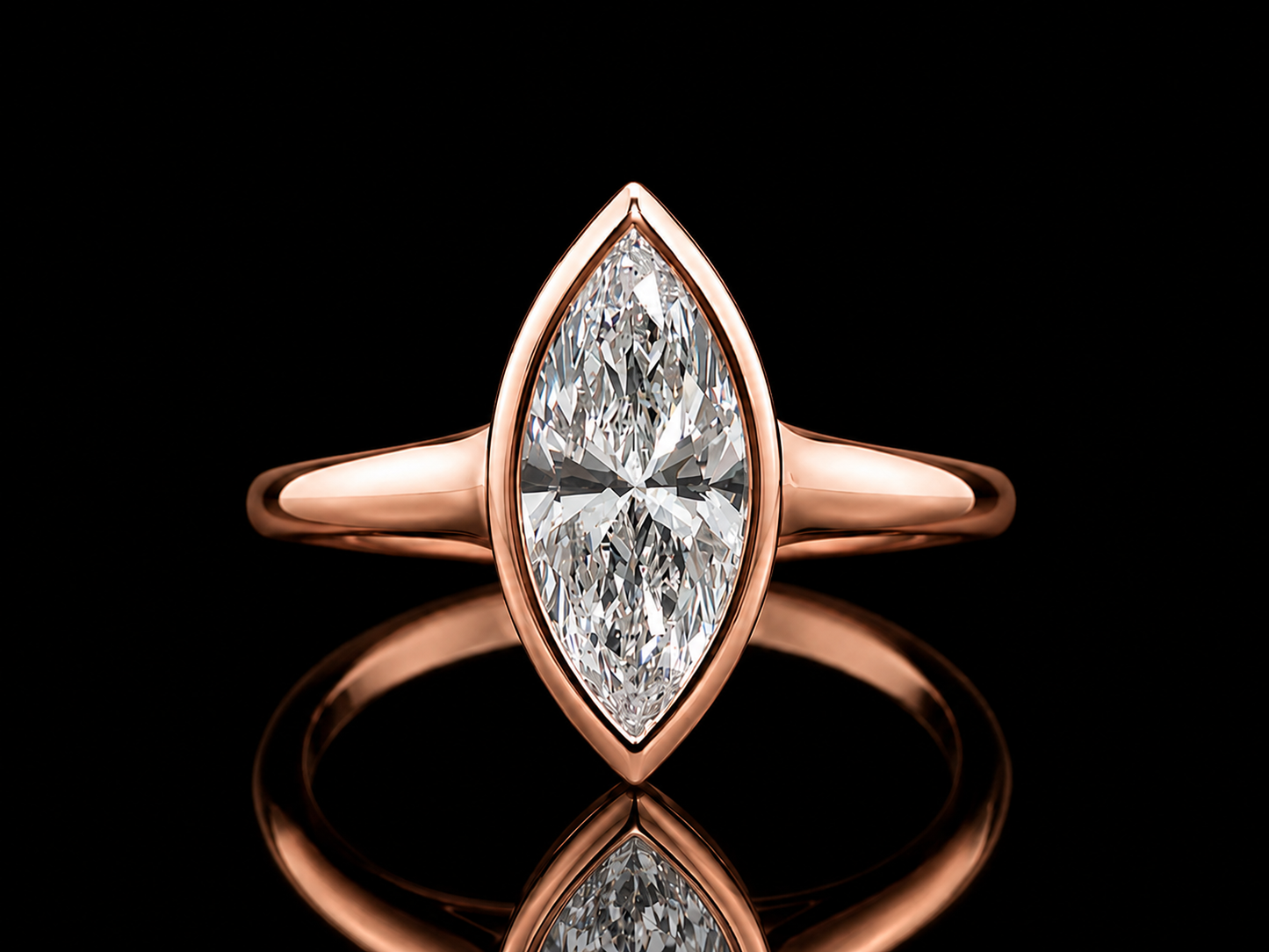 18K Gold Marquise Lab Diamond Engagement Ring – IGI Certified | 16 × 8 mm | Modern Bezel Solitaire