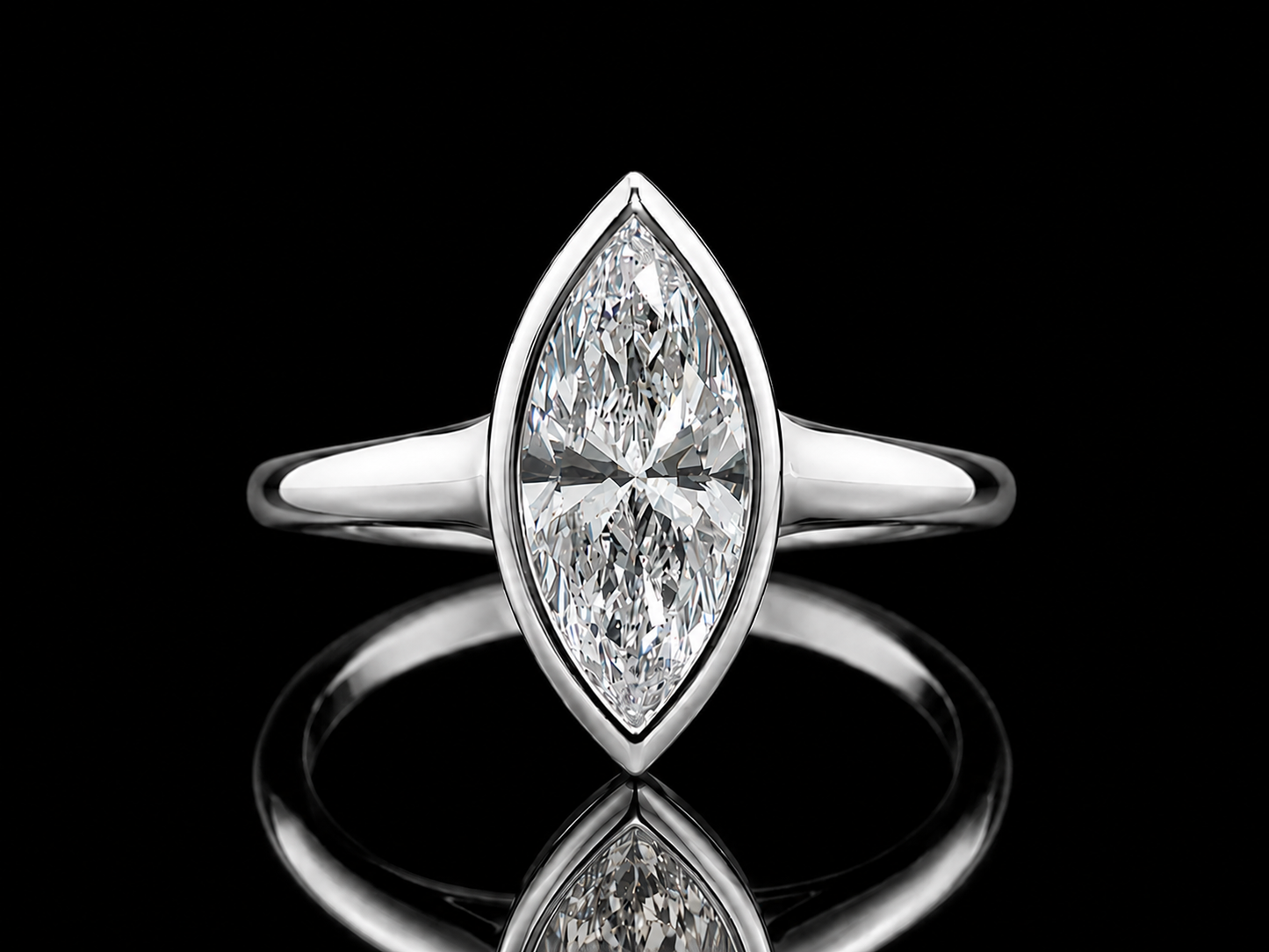 18K Gold Marquise Lab Diamond Engagement Ring – IGI Certified | 16 × 8 mm | Modern Bezel Solitaire