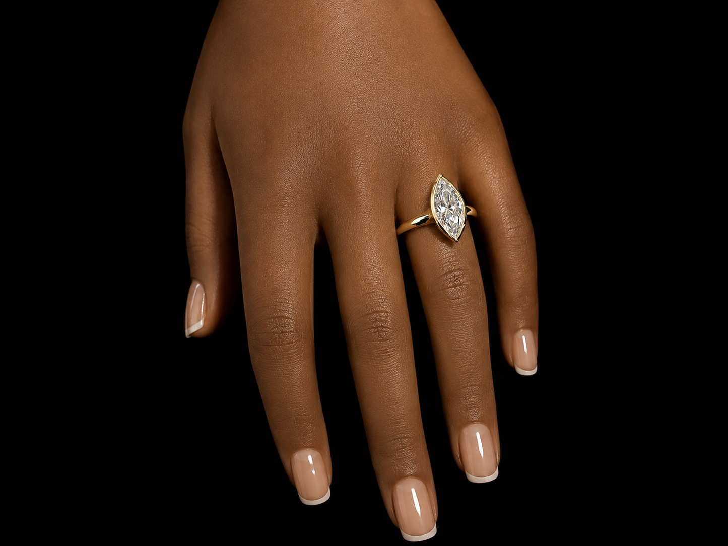 18K Gold Marquise Lab Diamond Engagement Ring – IGI Certified | 16 × 8 mm | Modern Bezel Solitaire