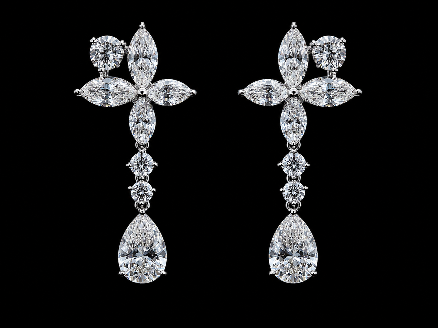 PENDIENTES VVS F+ CON DIAMANTES REDONDOS EN ORO AMARILLO DE 14 K