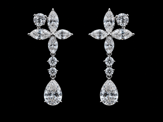 PENDIENTES VVS F+ CON DIAMANTES REDONDOS EN ORO AMARILLO DE 14 K