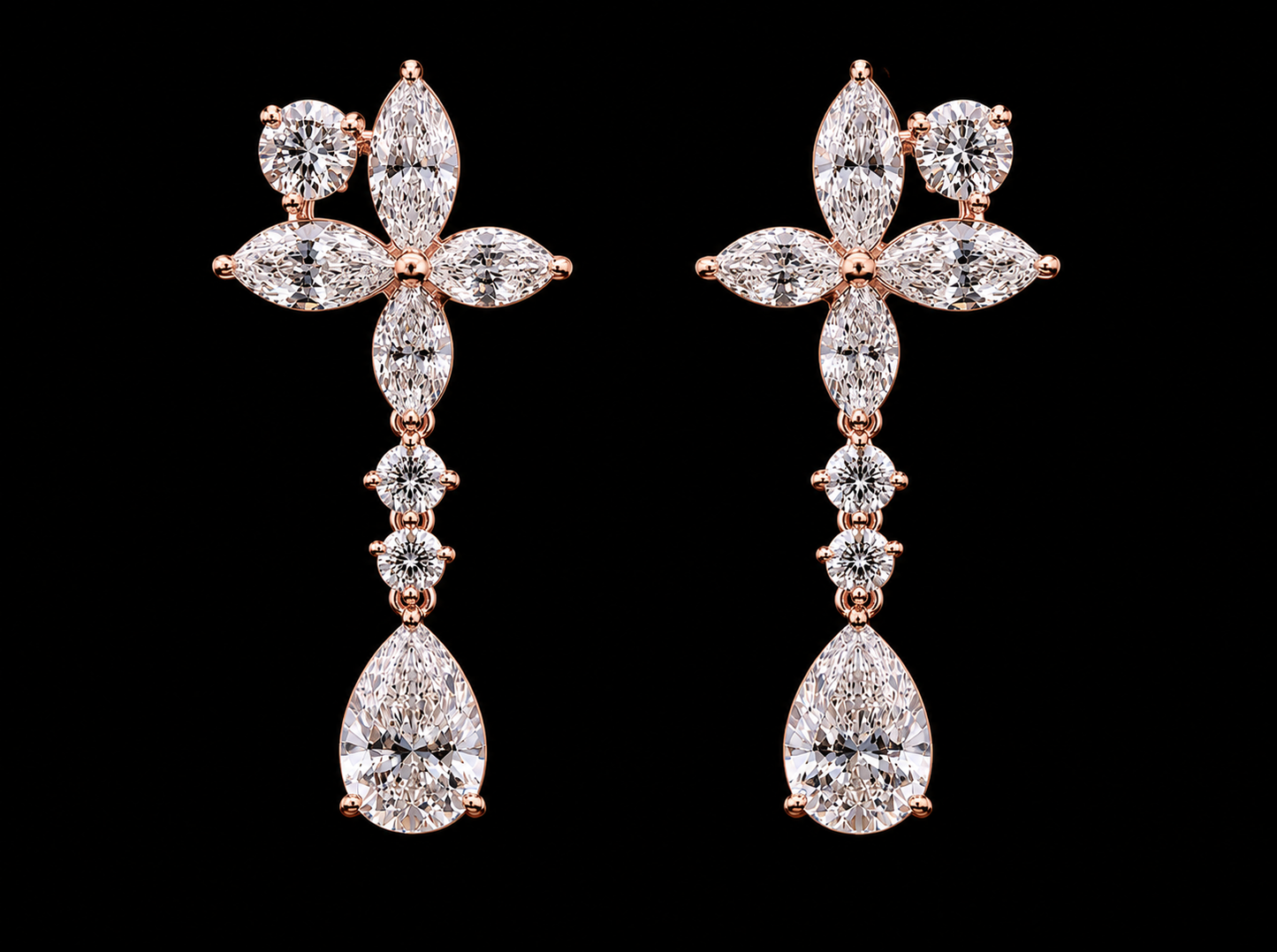PENDIENTES VVS F+ CON DIAMANTES REDONDOS EN ORO AMARILLO DE 14 K