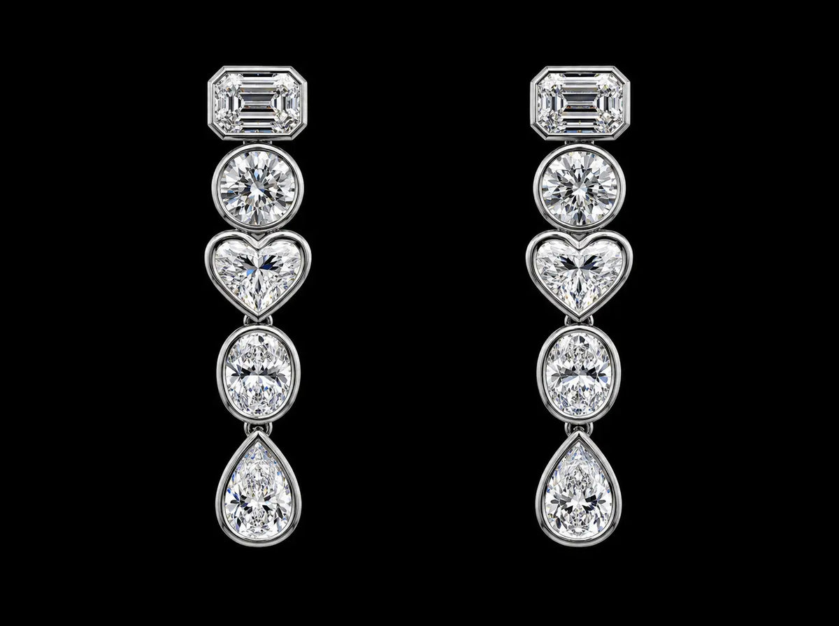 14KGold Lab-Grown Diamond Dangle Earrings – 6.06 CTW VS/VVS F+ | 35mm Luxury Floral Drop Earrings  Description (Copy) Angelica Jewellers X Waves