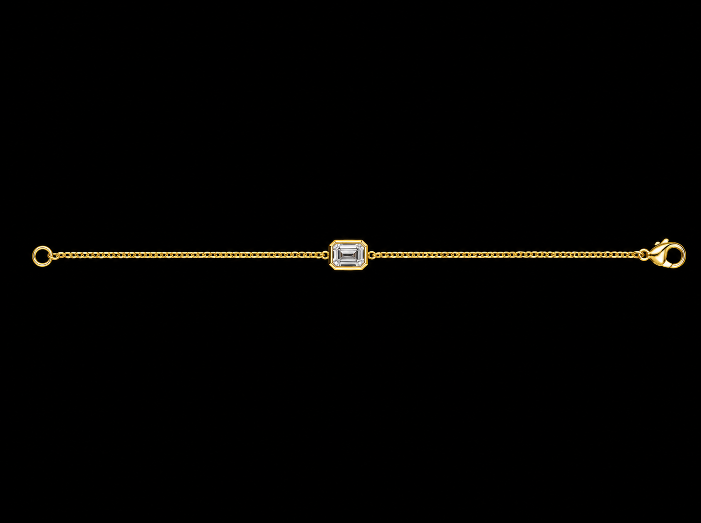 18K Gold Solitaire Emerald-Cut Lab-Grown Diamond Bracelet – 0.53 CT VS/VVS F+ | 7"