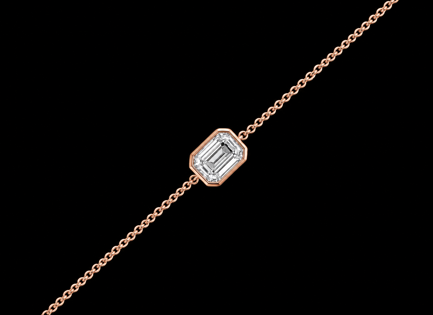 18K Gold Solitaire Emerald-Cut Lab-Grown Diamond Bracelet – 0.53 CT VS/VVS F+ | 7"