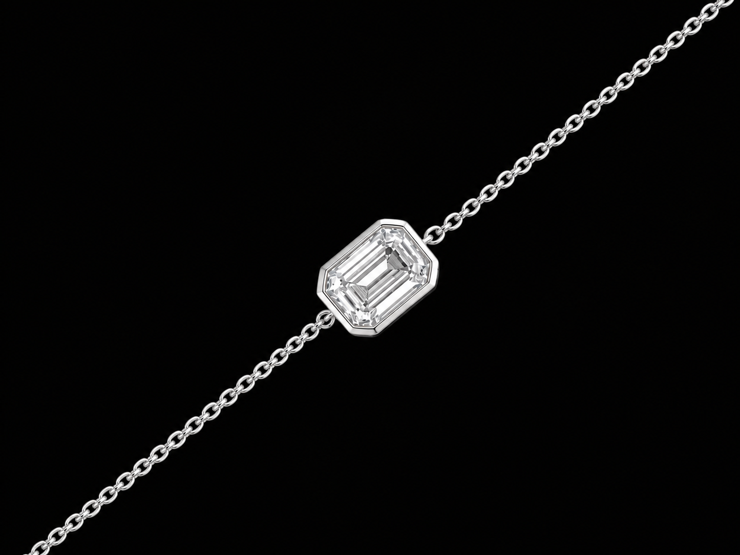 18K Gold Solitaire Emerald-Cut Lab-Grown Diamond Bracelet – 0.53 CT VS/VVS F+ | 7"