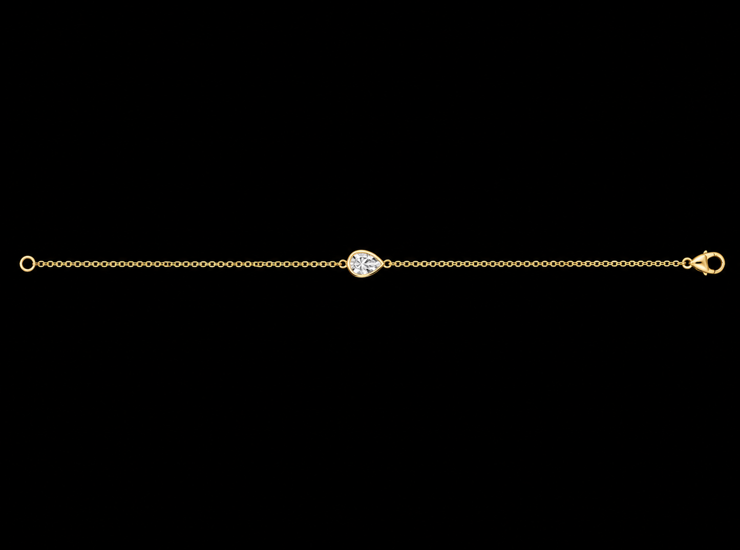 14K Gold Pear Shape Solitaire Lab-Grown Diamond Bracelet – 0.60 CT VS/VVS F+ | 7"