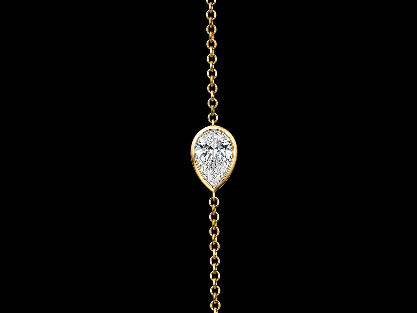 14K Gold Pear Shape Solitaire Lab-Grown Diamond Bracelet – 0.60 CT VS/VVS F+ | 7"