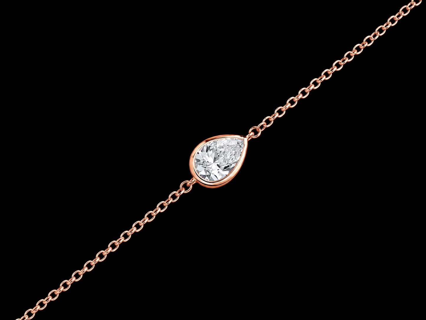 14K Gold Pear Shape Solitaire Lab-Grown Diamond Bracelet – 0.60 CT VS/VVS F+ | 7"