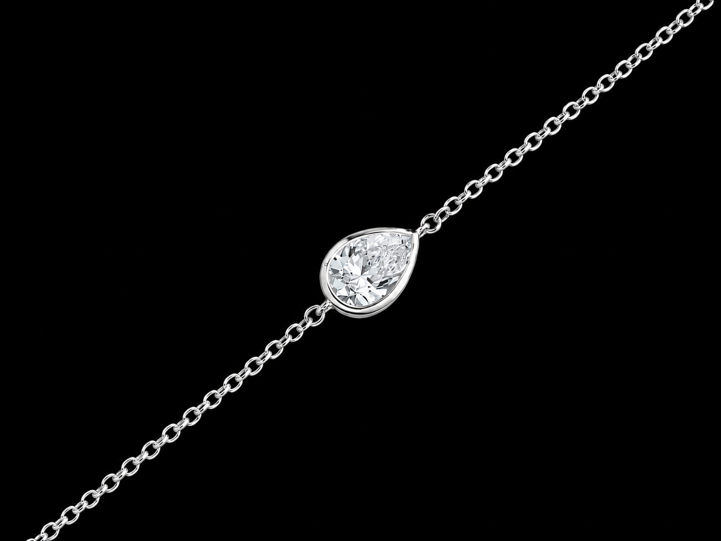 14K Gold Pear Shape Solitaire Lab-Grown Diamond Bracelet – 0.60 CT VS/VVS F+ | 7"