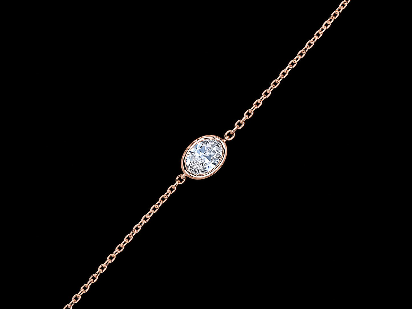 14K White Gold Oval Solitaire Lab-Grown Diamond Bracelet – 0.53 CT