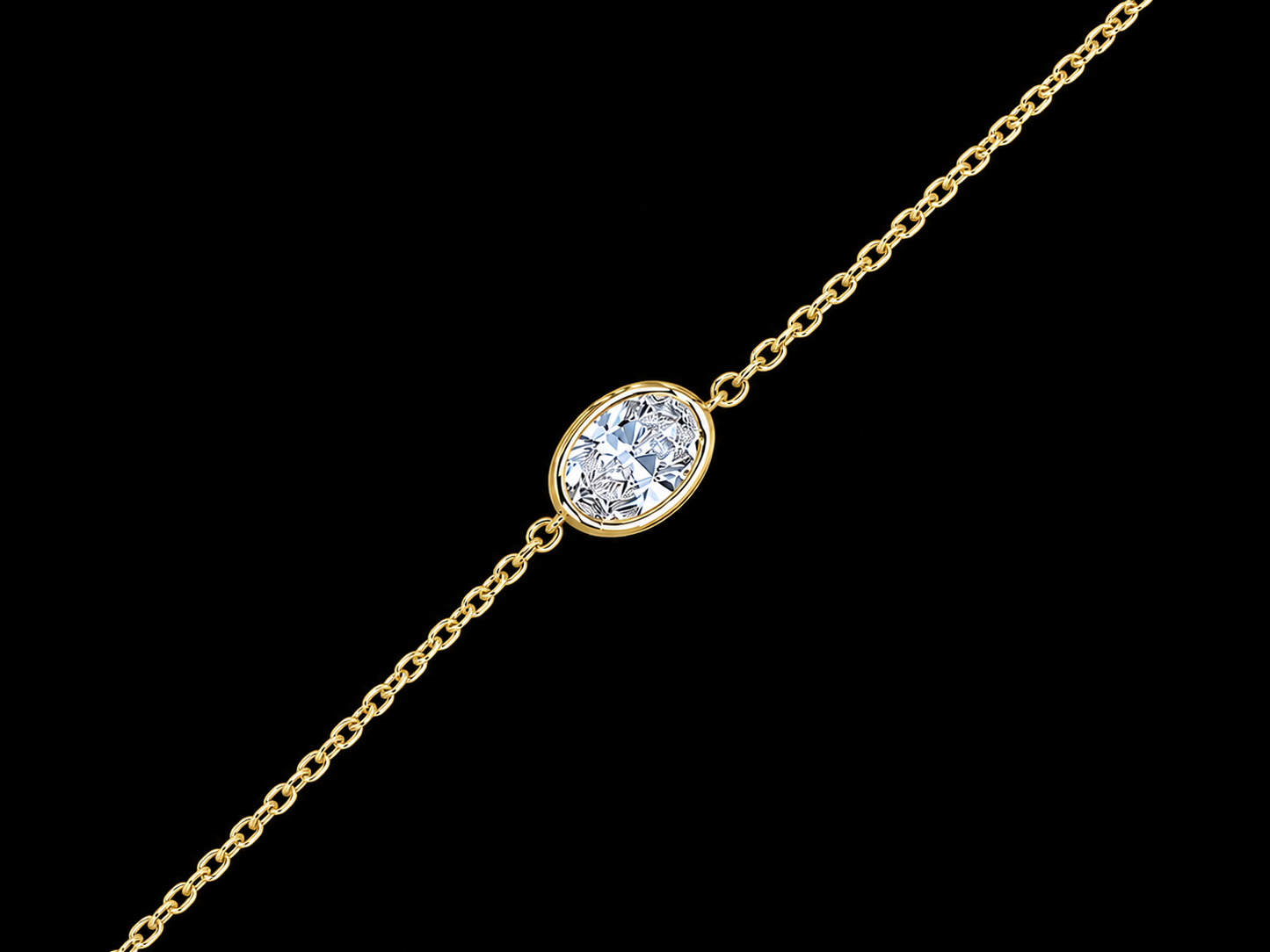 14K White Gold Oval Solitaire Lab-Grown Diamond Bracelet – 0.53 CT