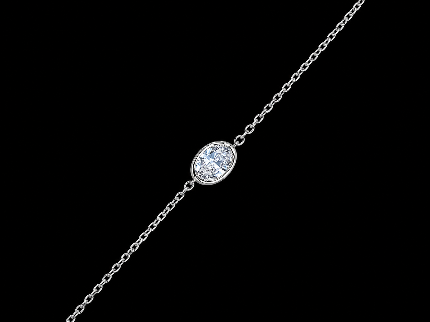 14K White Gold Oval Solitaire Lab-Grown Diamond Bracelet – 0.53 CT