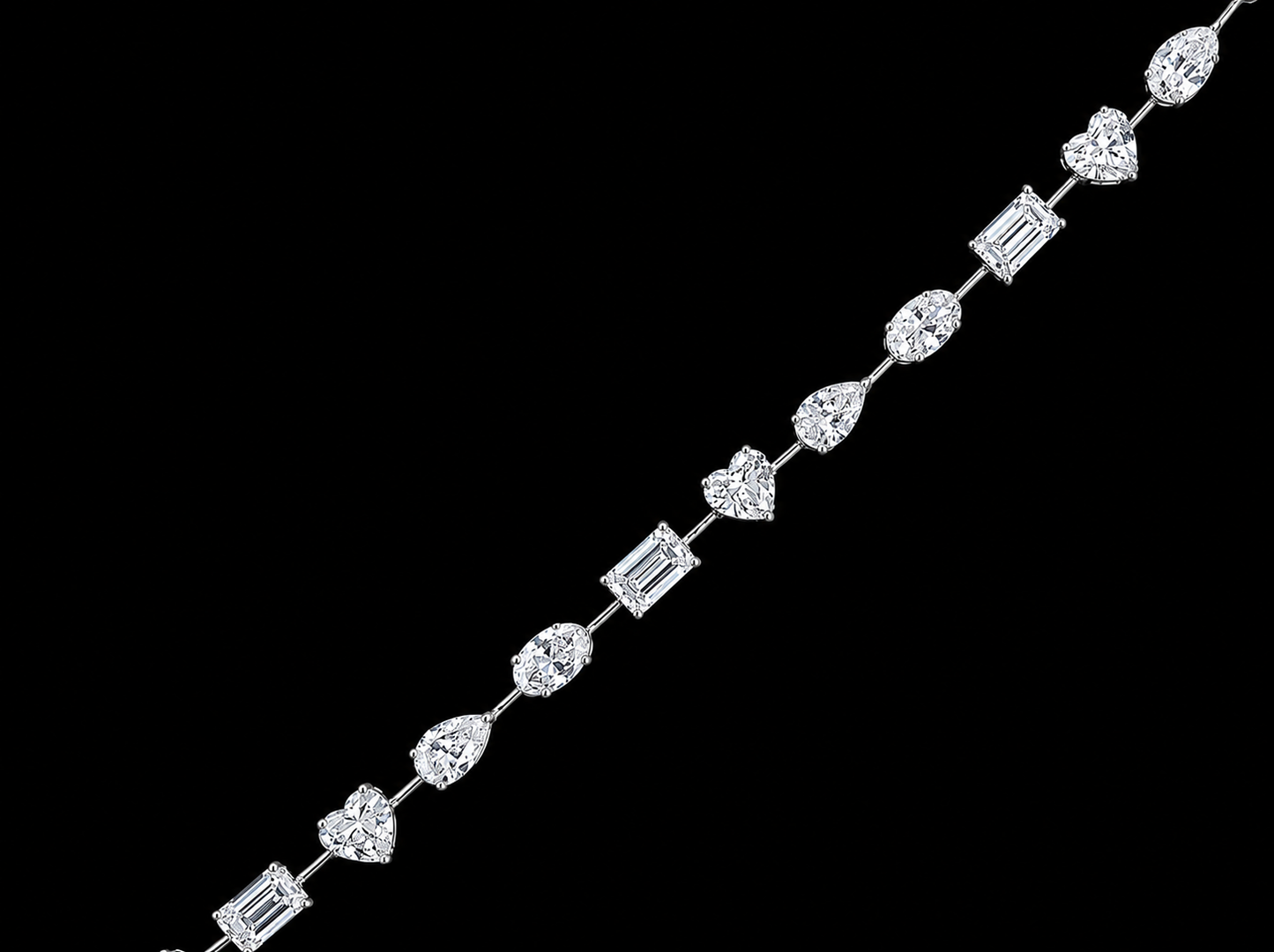 14K Gold 5.68 CT Lab-Grown Multi-Shape Diamond Tennis Bracelet – VS/VVS – 7"
