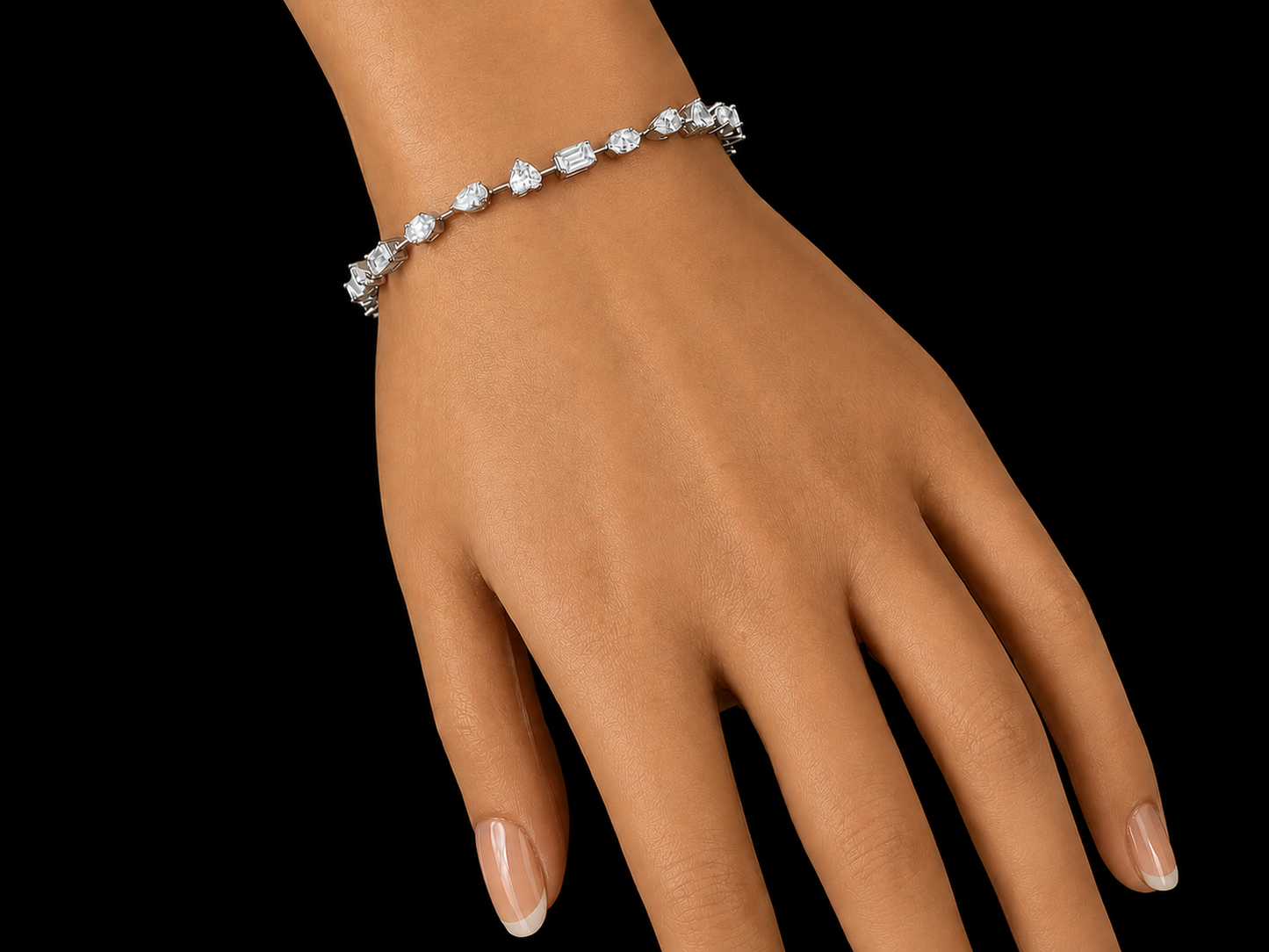 14K Gold 5.68 CT Lab-Grown Multi-Shape Diamond Tennis Bracelet – VS/VVS – 7"