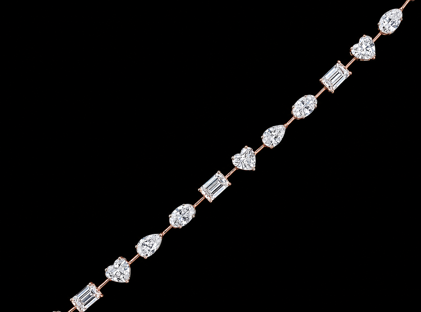 14K Gold 5.68 CT Lab-Grown Multi-Shape Diamond Tennis Bracelet – VS/VVS – 7"