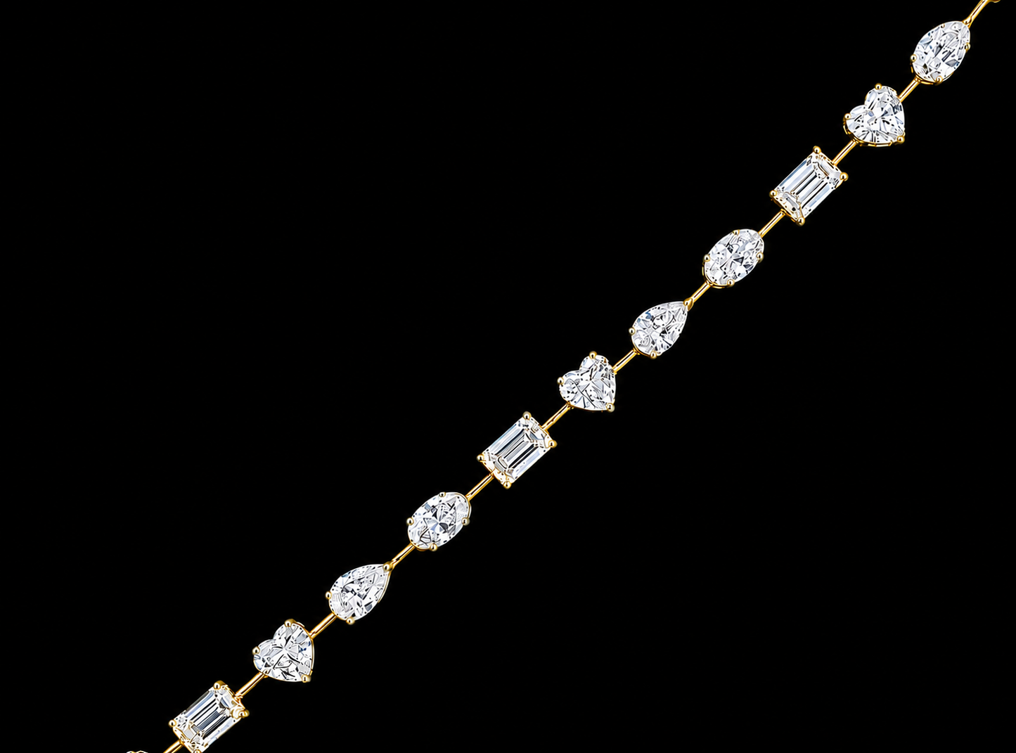14K Gold 5.68 CT Lab-Grown Multi-Shape Diamond Tennis Bracelet – VS/VVS – 7"