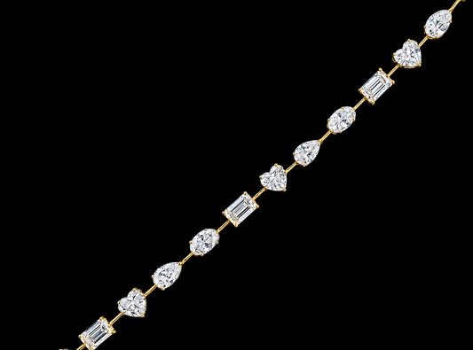 BRACELET EN OR JAUNE 14K AVEC 5 TRÈFLES DE DIAMANTS