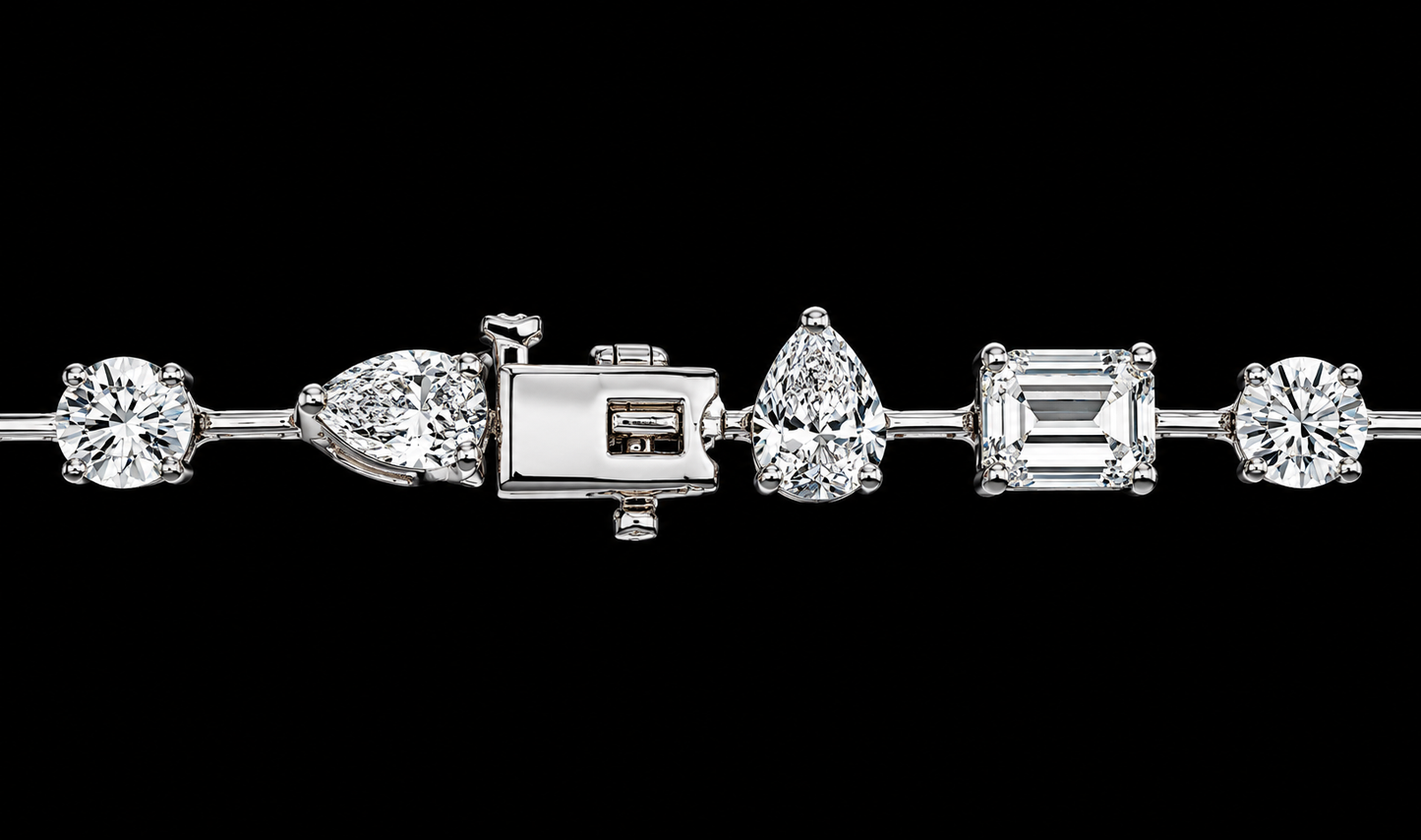 14K Gold 5.68 CT Lab-Grown Multi-Shape Diamond Tennis Bracelet – VS/VVS – 7"