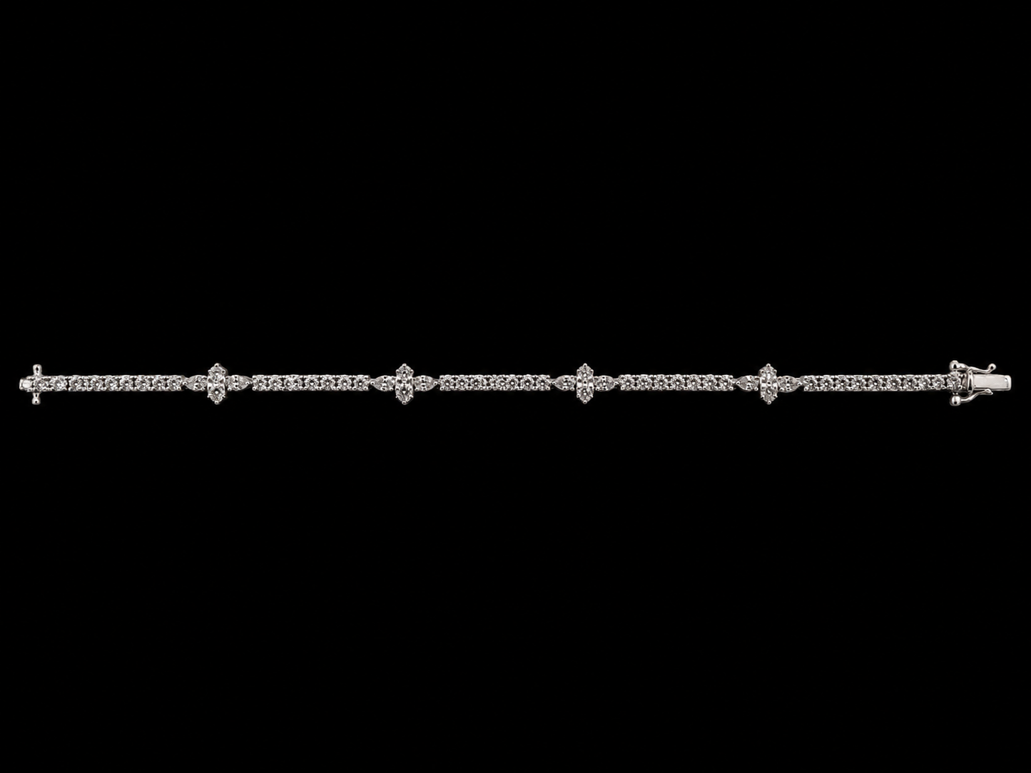 14K Gold 5.66 CTW Lab-Grown Diamond Marquise &amp; Pear Station Tennis Bracelet – 7"