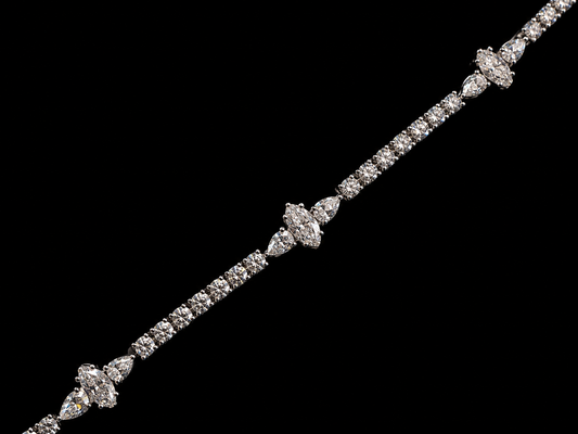 14K Gold 5.66 CTW Lab-Grown Diamond Marquise &amp; Pear Station Tennis Bracelet – 7" Angelica Jewellers