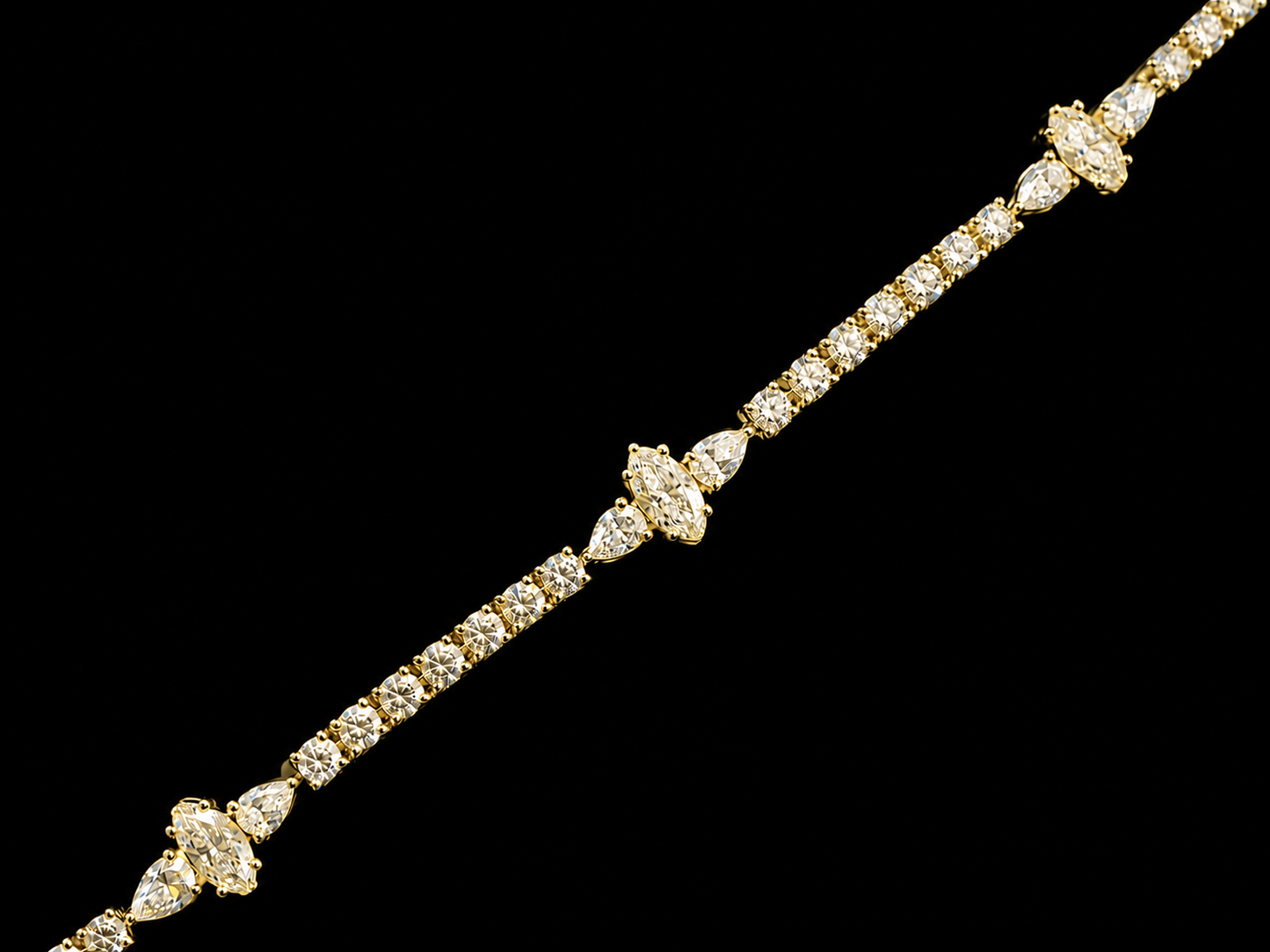 14K Gold 5.66 CTW Lab-Grown Diamond Marquise &amp; Pear Station Tennis Bracelet – 7"