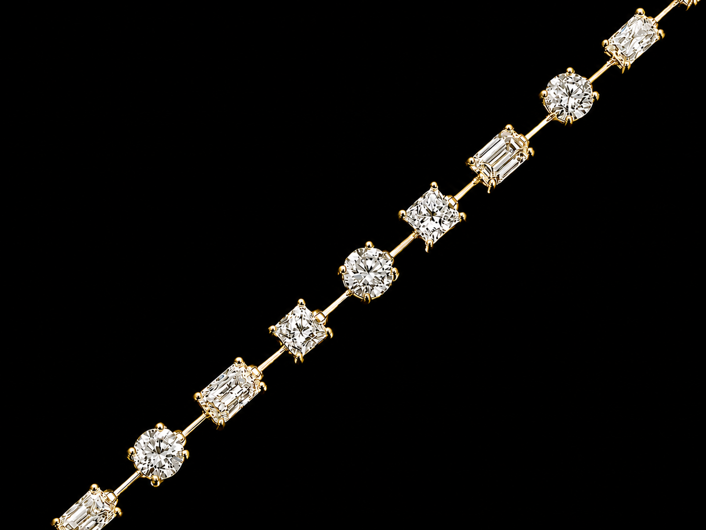 14K Gold 10.73 CTW Lab-Grown Mixed-Cut Diamond Tennis Bracelet – 7"