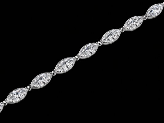 14K Gold 9.70 CTW Lab-Grown Marquise Diamond Tennis Bracelet – F+ VS–VVS – 7" Angelica Jewellers