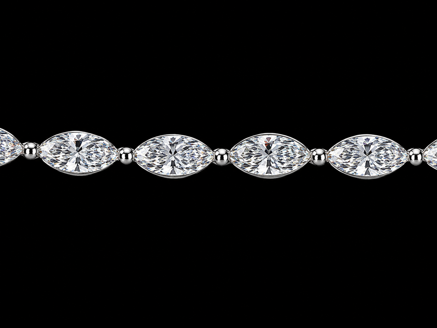 14K Gold 9.70 CTW Lab-Grown Marquise Diamond Tennis Bracelet – F+ VS–VVS – 7"