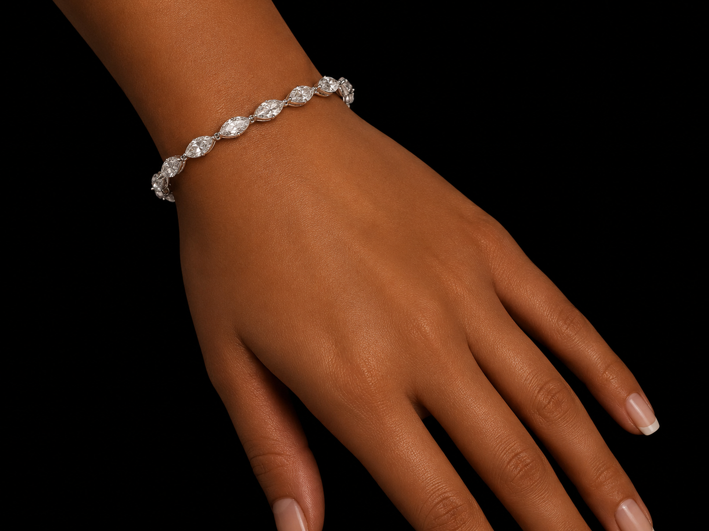 14K Gold 9.70 CTW Lab-Grown Marquise Diamond Tennis Bracelet – F+ VS–VVS – 7"