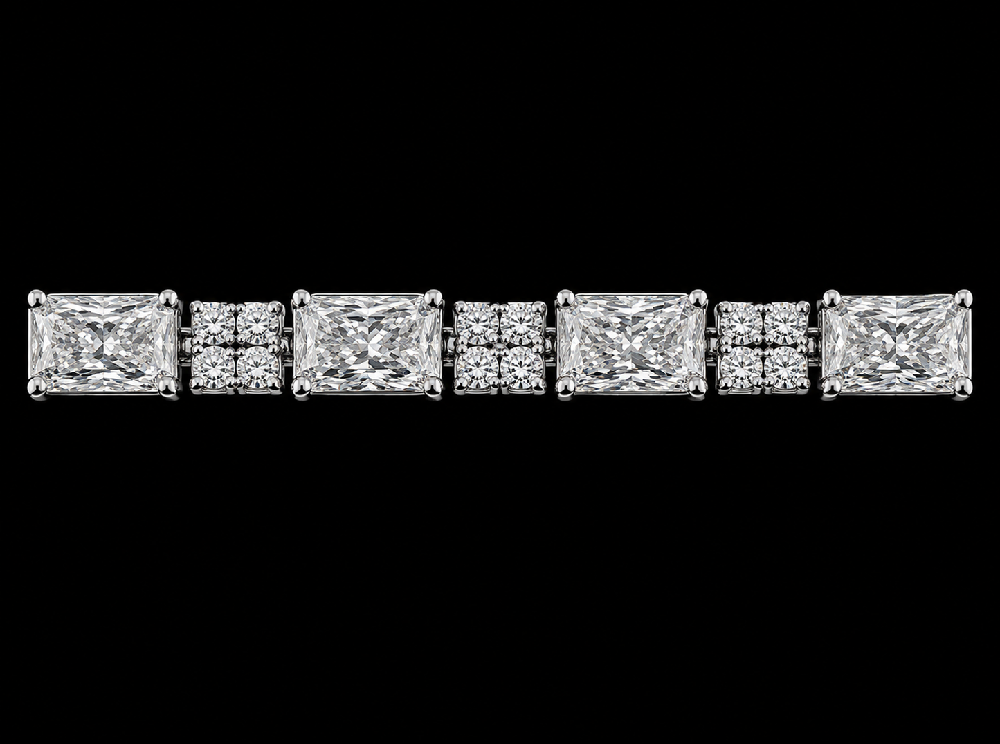 BRACELET EN OR JAUNE 14K AVEC 5 TRÈFLES DE DIAMANTS