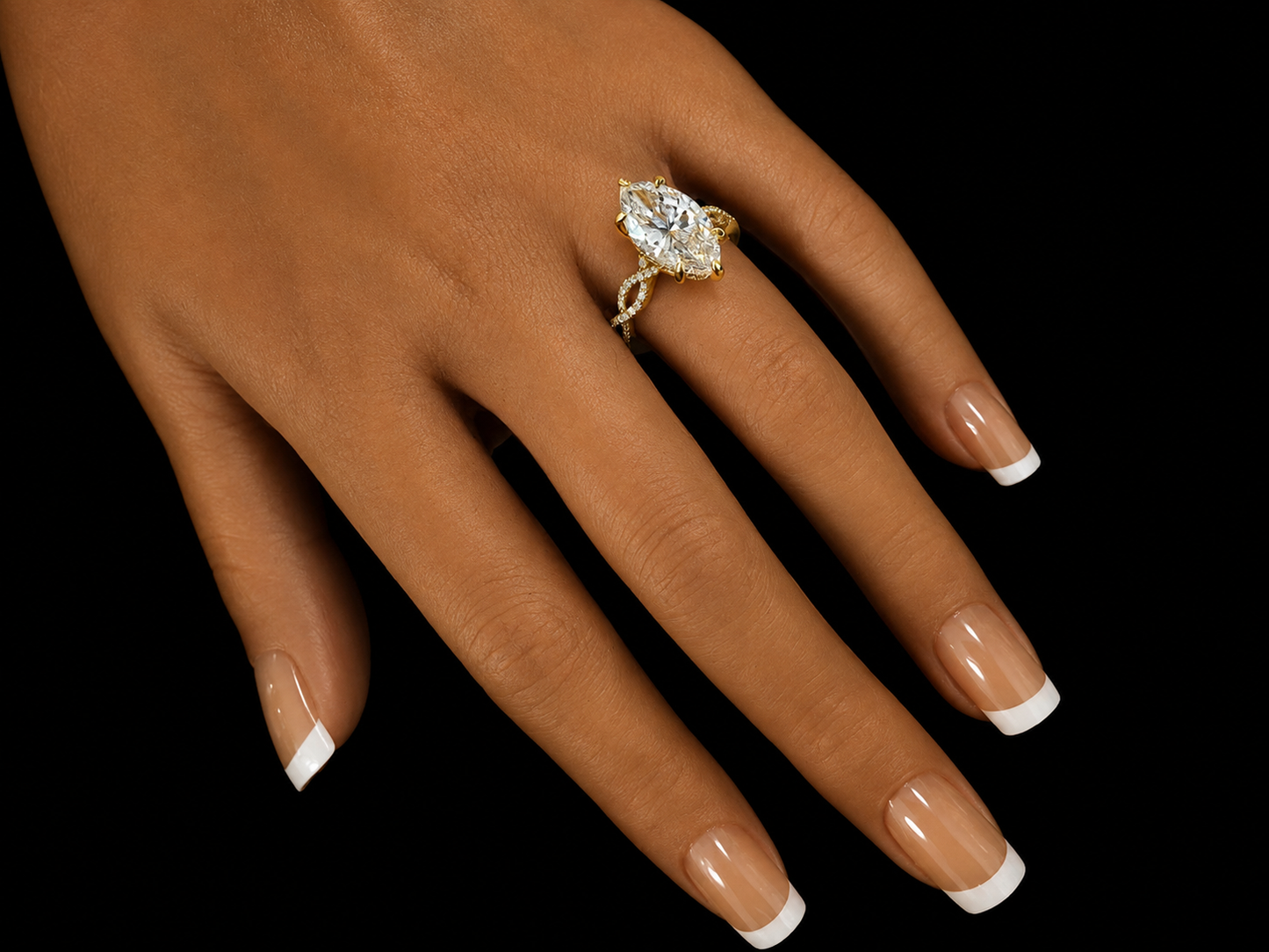 14K Gold 4.60 CT Marquise Diamond Twist Engagement Ring