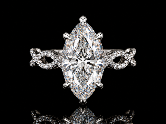 14K Gold 4.60 CT Marquise Diamond Twist Engagement Ring Angelica Jewellers