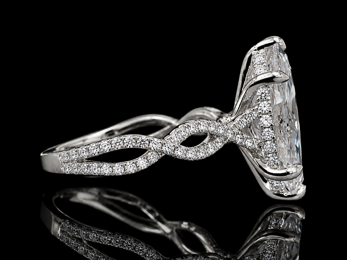 14K Gold 4.60 CT Marquise Diamond Twist Engagement Ring
