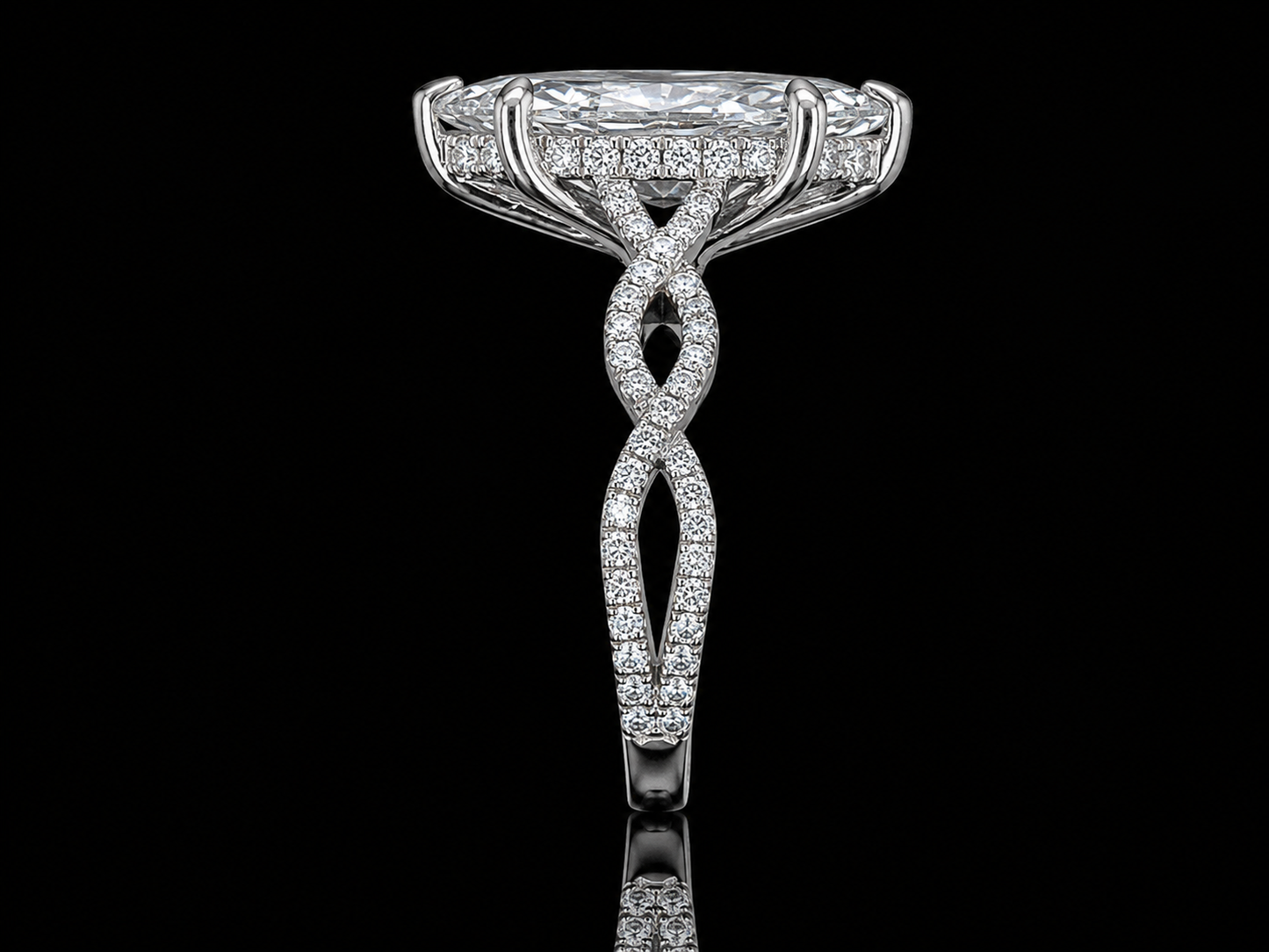 14K Gold 4.60 CT Marquise Diamond Twist Engagement Ring